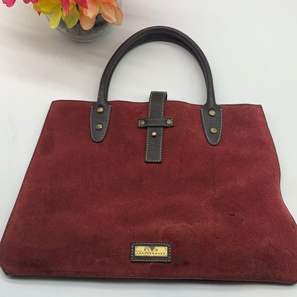 Fino Leatherware Red Suede Bag Made in Italy. BRN1574A - Picture 1 of 9